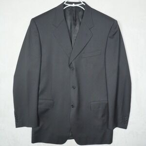 Canali Blazer Men's 54 L 3 Button Black C Wool‎ Suit Jacket Sport Coat